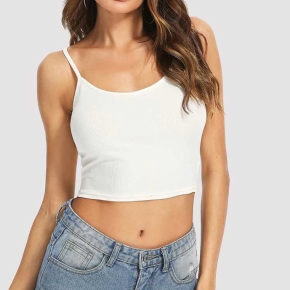 White Silky Semi Sheer Crop Tank Top - Picture 1 of 2